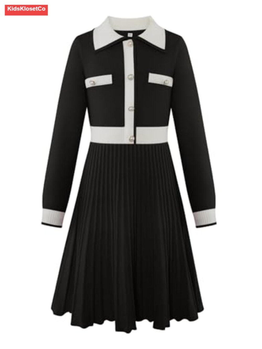 Girls Knit Sweater Dress Long Sleeve Button Front Fall Winter